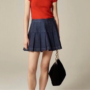 NWT J. Crew Pleated Denim Mini Skirt